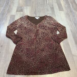 Liz claiborne medium womens v-neck blouse with 3/4 sleeves